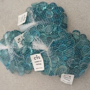 4, 1 lb bags of glass circle pieces for vases or home decor in light blue